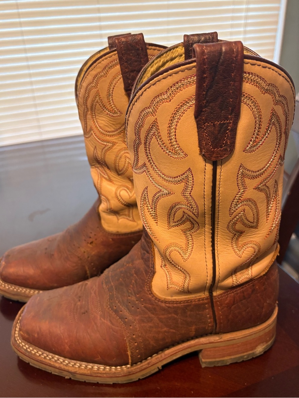 Double H Two-Tone Brown and Tan Cowboy Boots